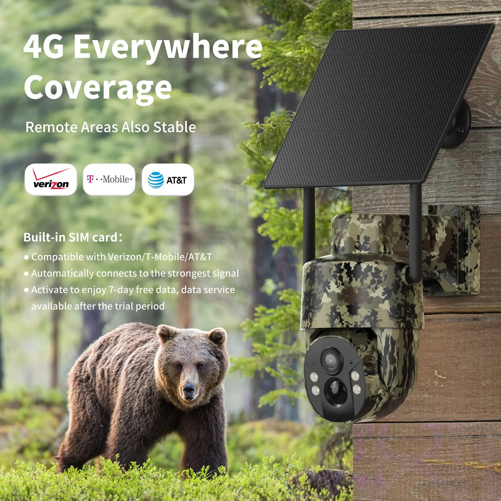 [Summervibes] Solar Powered 4G Security Camera CB174S, 4MP HD Color Night Vision, No WiFi Outdoor Camera for Farm/Home with IP65 Waterproof, Data Service Supported summerwins
