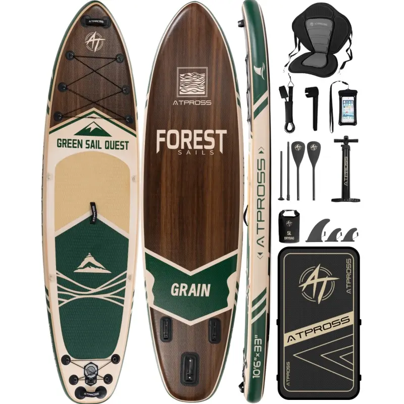 [Summer Style] 10-foot 6-inch x 33-inch inflatable professional widebody stand-up paddleboard, 400-pound weight capacity, equipped with kayak seat.