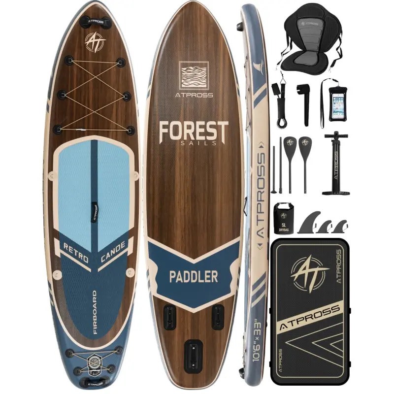 [Summer Style] 10-foot 6-inch x 33-inch inflatable professional widebody stand-up paddleboard, 400-pound weight capacity, equipped with kayak seat.