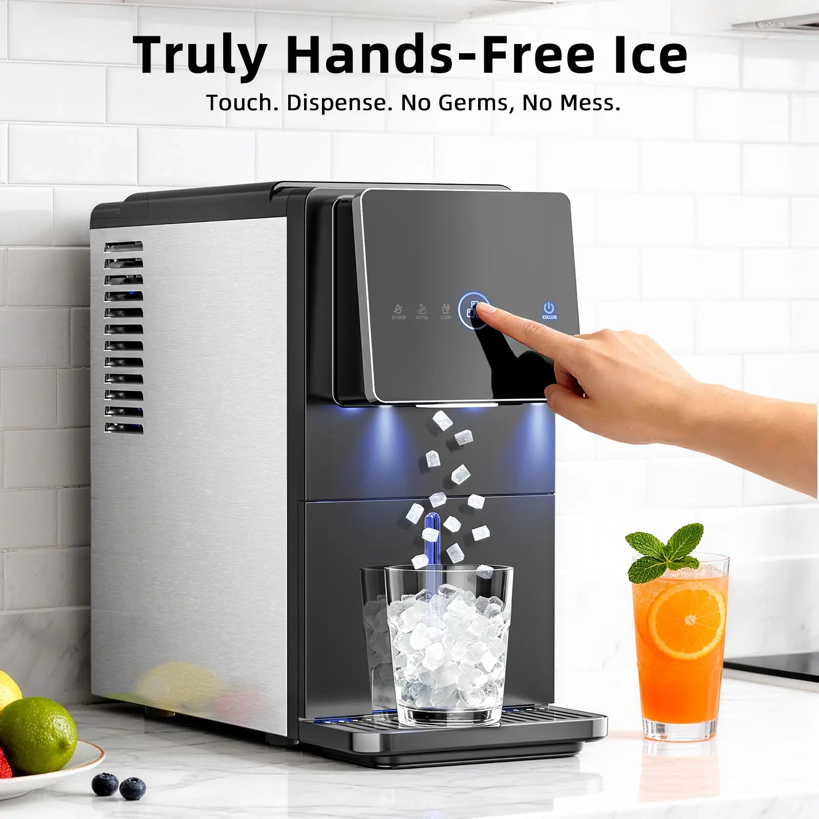 Antarctic Star Countertop Nugget Ice Maker, Self-Cleaning Portable Ice Machine, 33 lb/24H, 1.8L Water Tank, 1.5 lb Ice Storage, Touch Screen & Auto Ice Drop, for Home/Office/Kitchen
