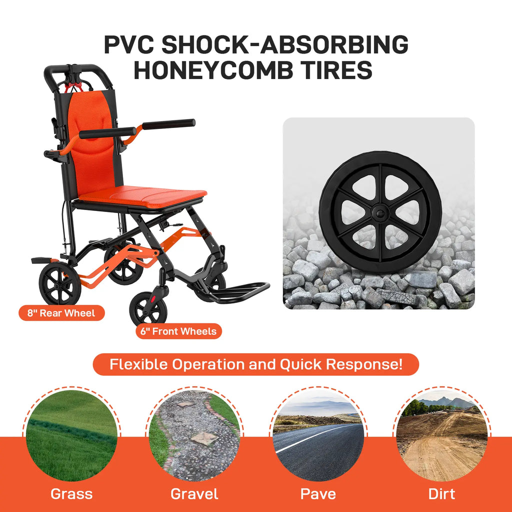 Lightweight Folding Transport Wheelchair for Adults & Seniors