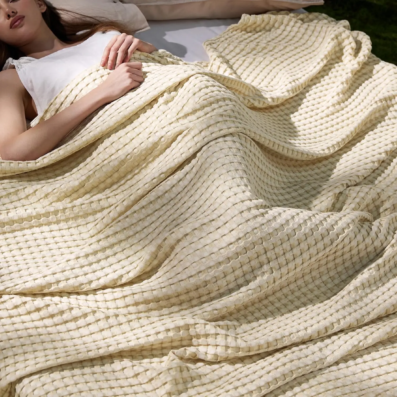 Bamboo Waffle Cooling Lightweight Throw