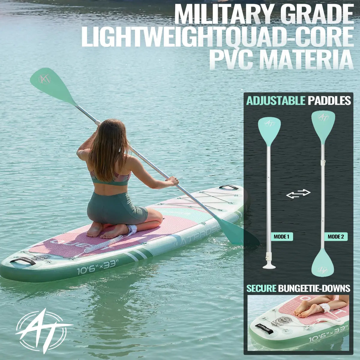 [Summervibes] 10'6''x33'' Inflatable Stand Up Paddle Board, 400lbs Extra Wide SUP with Kayak Seat, Anti-Slip EVA Deck, Premium Accessories Kit for Yoga, Fishing, Outdoor Water Sports