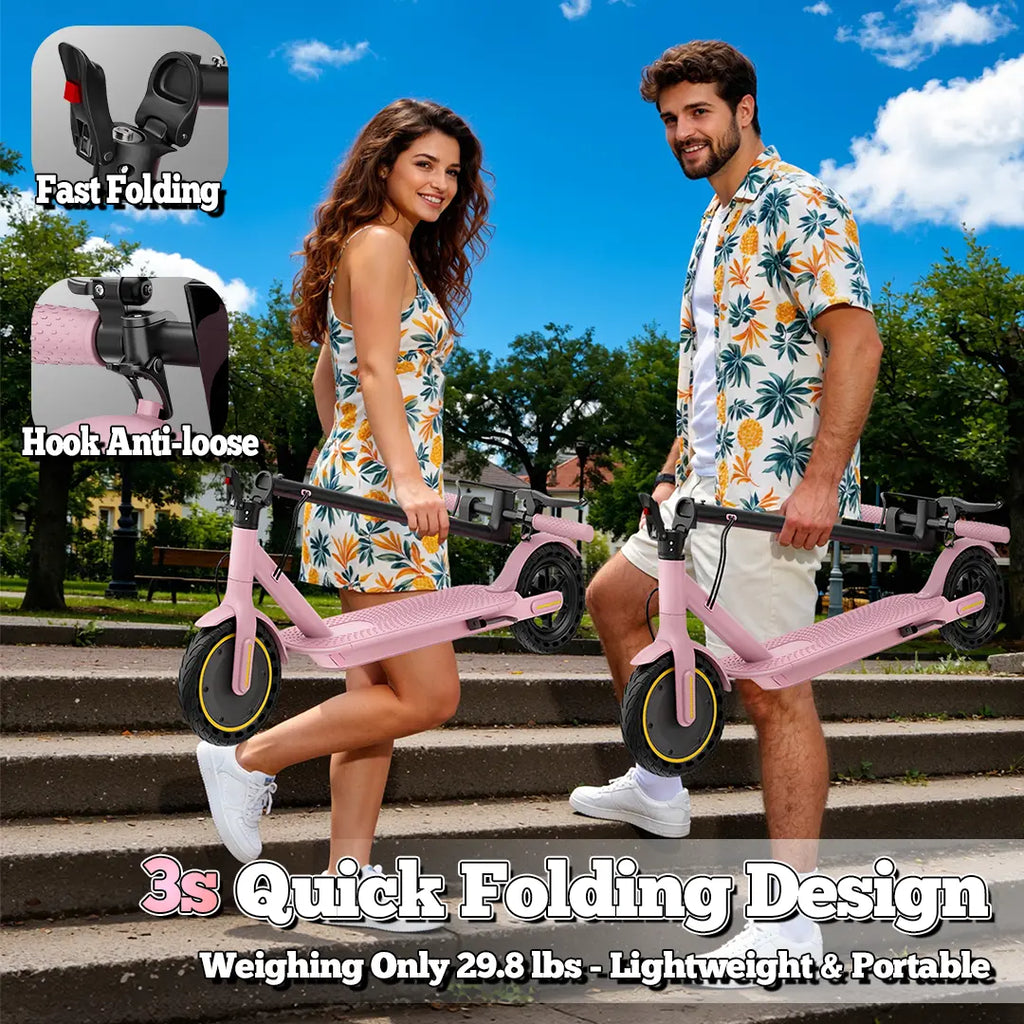 Powerful Foldable Electric Fast Speed Scooter for Teens & Adults - 8.5/10 in Solid Tires, 350W/500W Motor, 19/22 MPH Top Speed, 16/25 mi Range, Dual Braking, Lightweight Portable Max Pro Folding Long Commuter Escooter, Summervibes Outdoor Sports Equipment