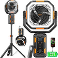 OGERY Camping Fan with Detachable Tripod, 30000mAh Rechargeable Fan with LED Lights & 270° Pivot,4 in 1 Cordless Camping Fan, Remote Control Shaking Head Desk Fan for Camping Tent Travel Bedroom Portable Motor #Summervibes