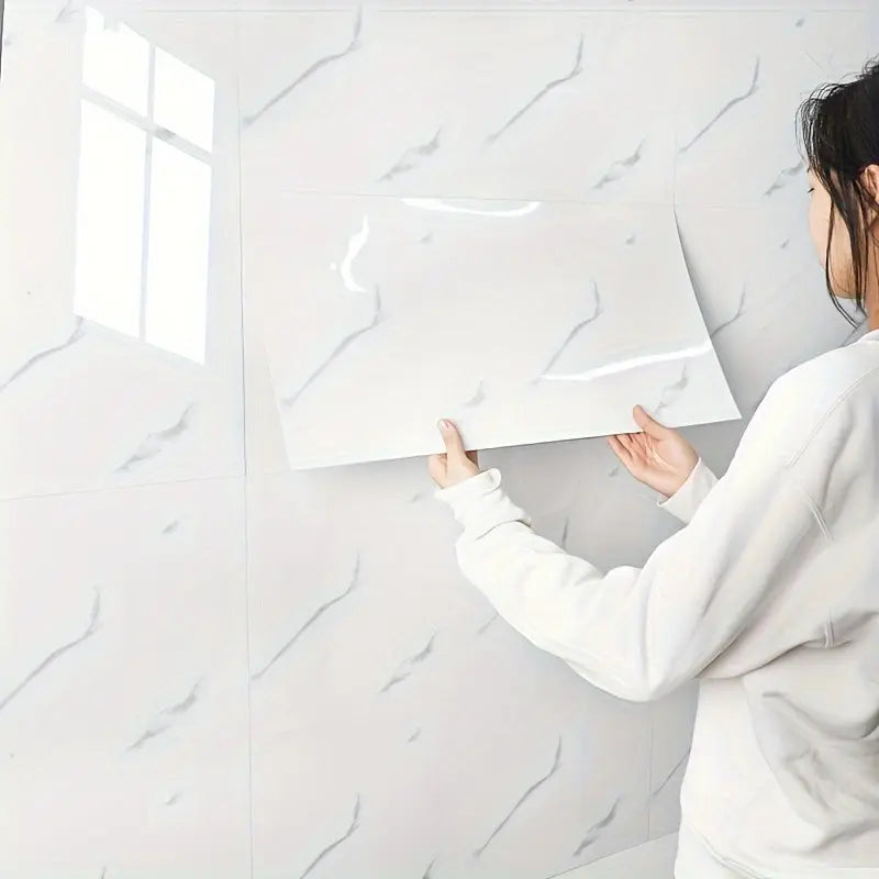 10/12/20 Packs Self-Adhesive Marble Tiles Wall Sticker Stick On Kitchen Bathroom Home Decor  UK