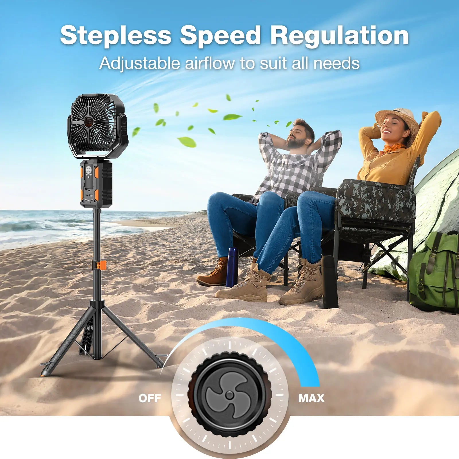 OGERY Camping Fan with Detachable Tripod, 30000mAh Rechargeable Fan with LED Lights & 270° Pivot,4 in 1 Cordless Camping Fan, Remote Control Shaking Head Desk Fan for Camping Tent Travel Bedroom Portable Motor #Summervibes