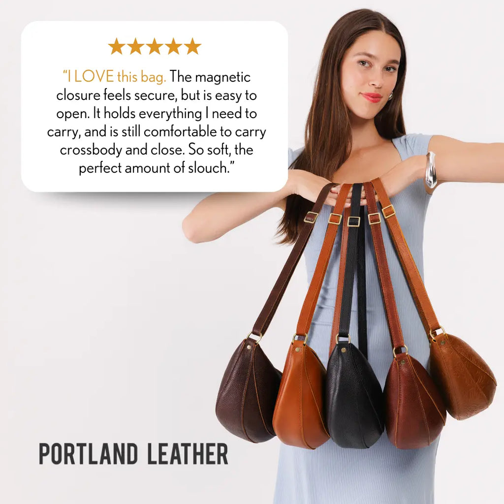 Portland Leather Koala Sling Bag – Premium Leather Crossbody Shoulder Bag for Travel & Everyday Carry – Adjustable Strap, Magnetic Closure