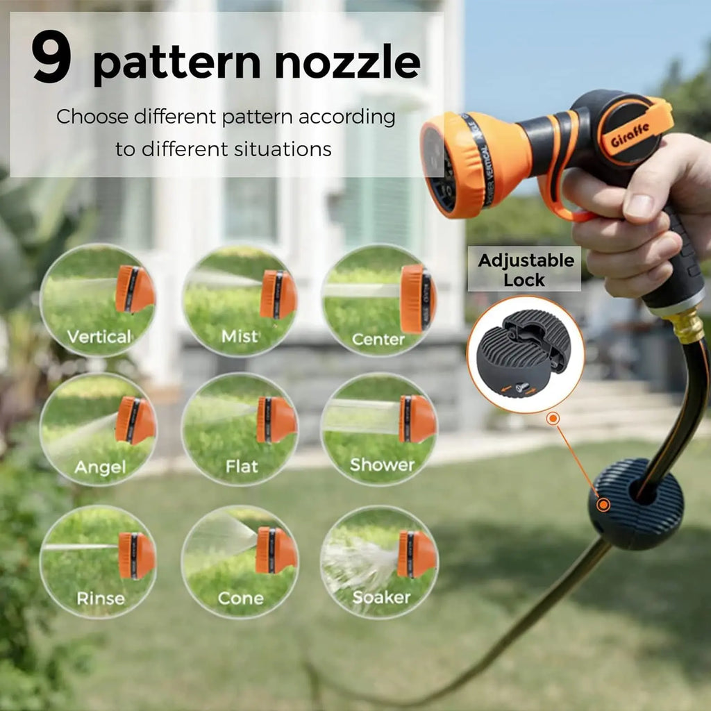 Father's Day Gift | Giraffe Tools 78ft-130ft 330LB Metal Bracket Retractable Garden 5/8in 1/2in Hose Reels for Outside, Wall Mounted Water Hose Reel with 180° Swivel, Any Length Lock, 9 Pattern Hose Nozzle, 2 years warranty, Stock up sale, summervibes