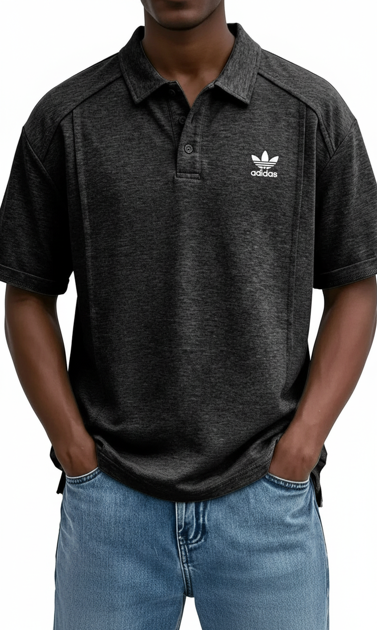 Versatile Men's Short-Sleeve Polo Shirt with Button-Down Collar
