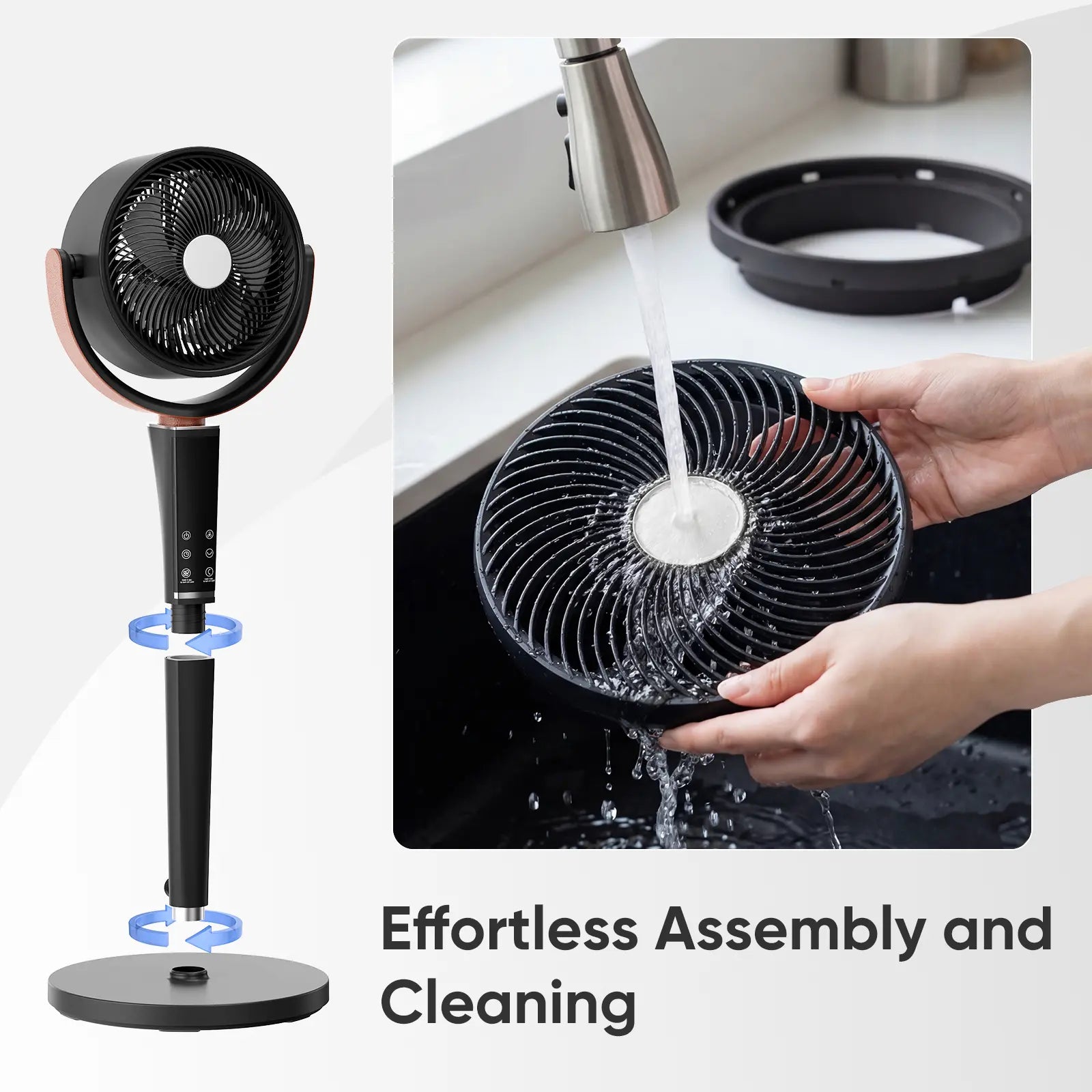 Bedroom Pedestal Fan, Quiet 20dB DC Air Circulator, 15 Speeds 5 Modes, 120° Oscillation, 12H Timer, 1050CFM Airflow, 37-45" Adjustable Height, LED Light, Standing Fan with Remote