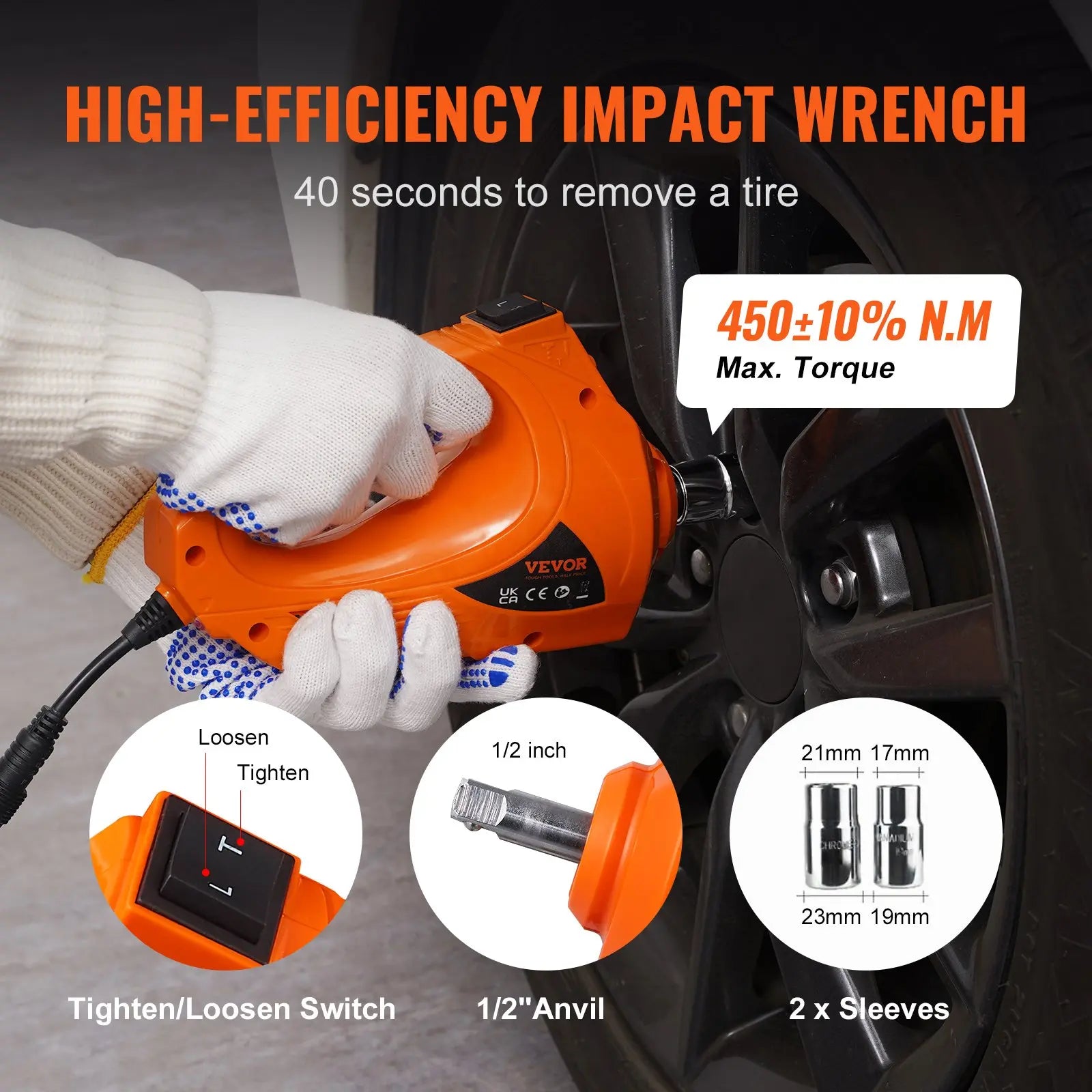 VEVOR Electric Car Jack 5 Ton with Impact Wrench & Pump