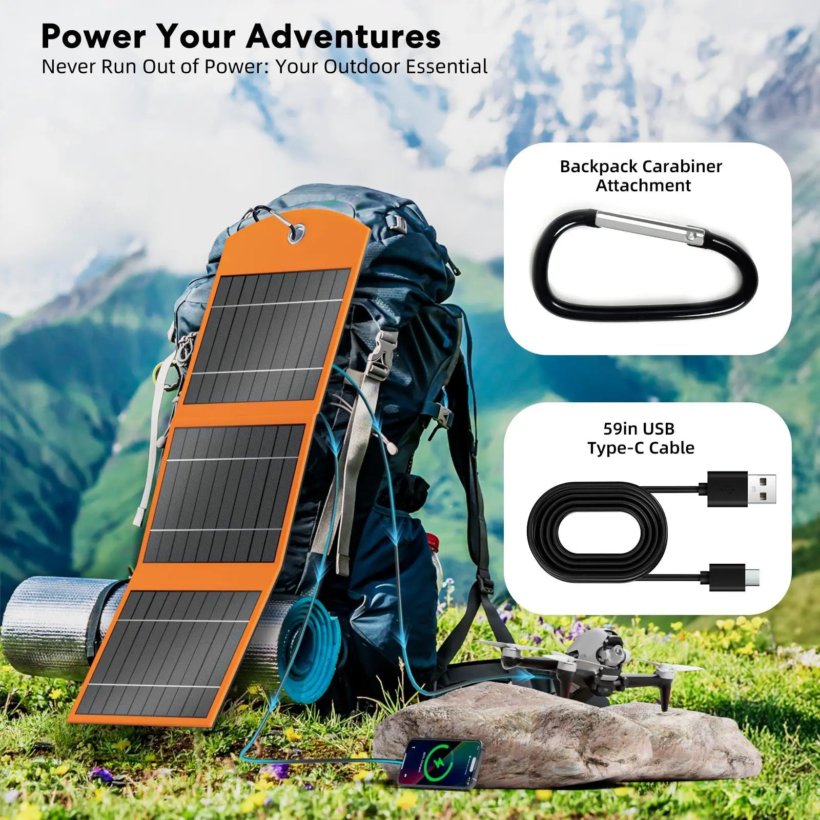 30W Portable Solar Panel Charger with 10000mAh Battery