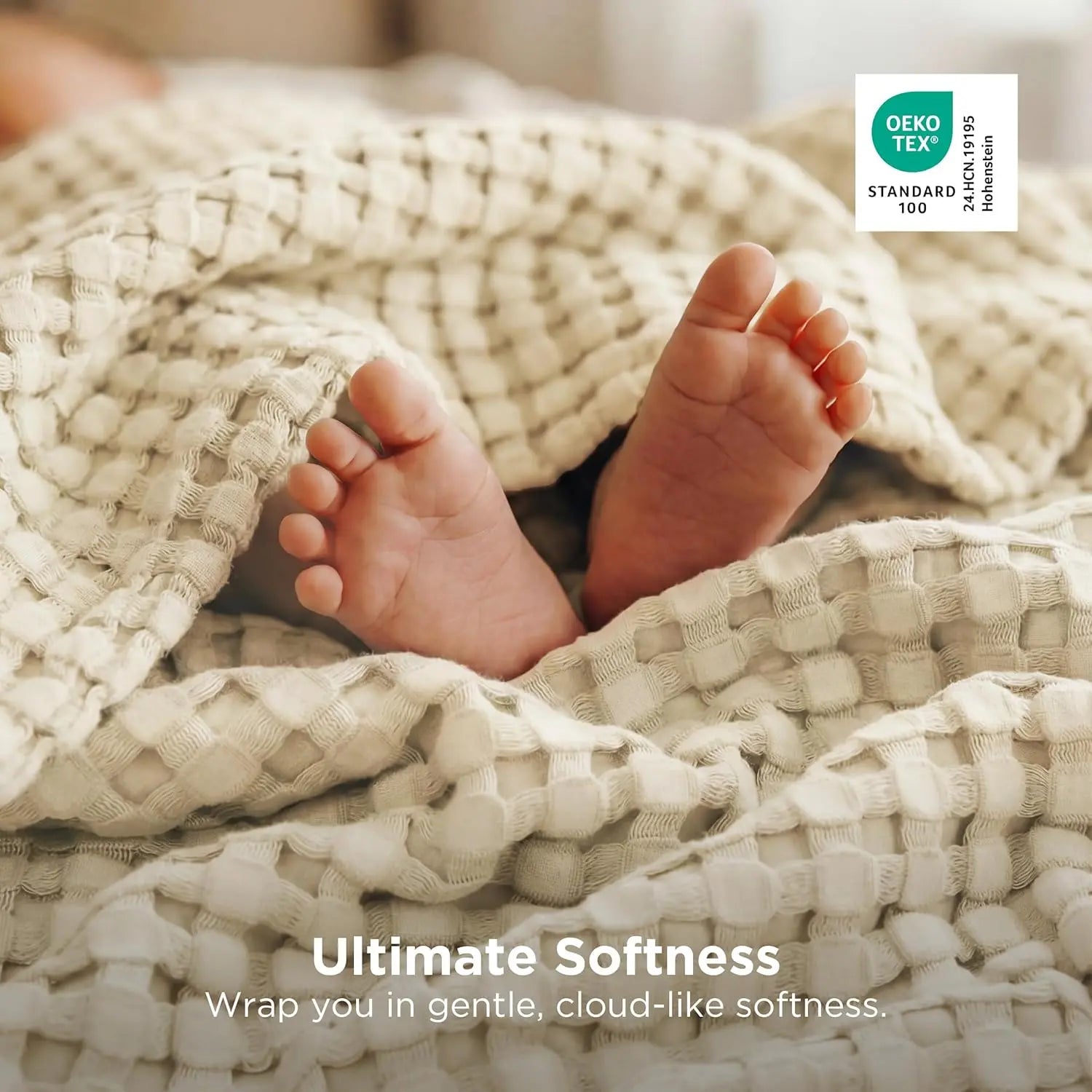 Bedsure Cooling Bamboo Waffle Blanket - Lightweight Breathable Cotton Blanket of Rayon Derived from Bamboo for Hot Sleepers, Luxury Throws for Bed, Couch and Sofa
