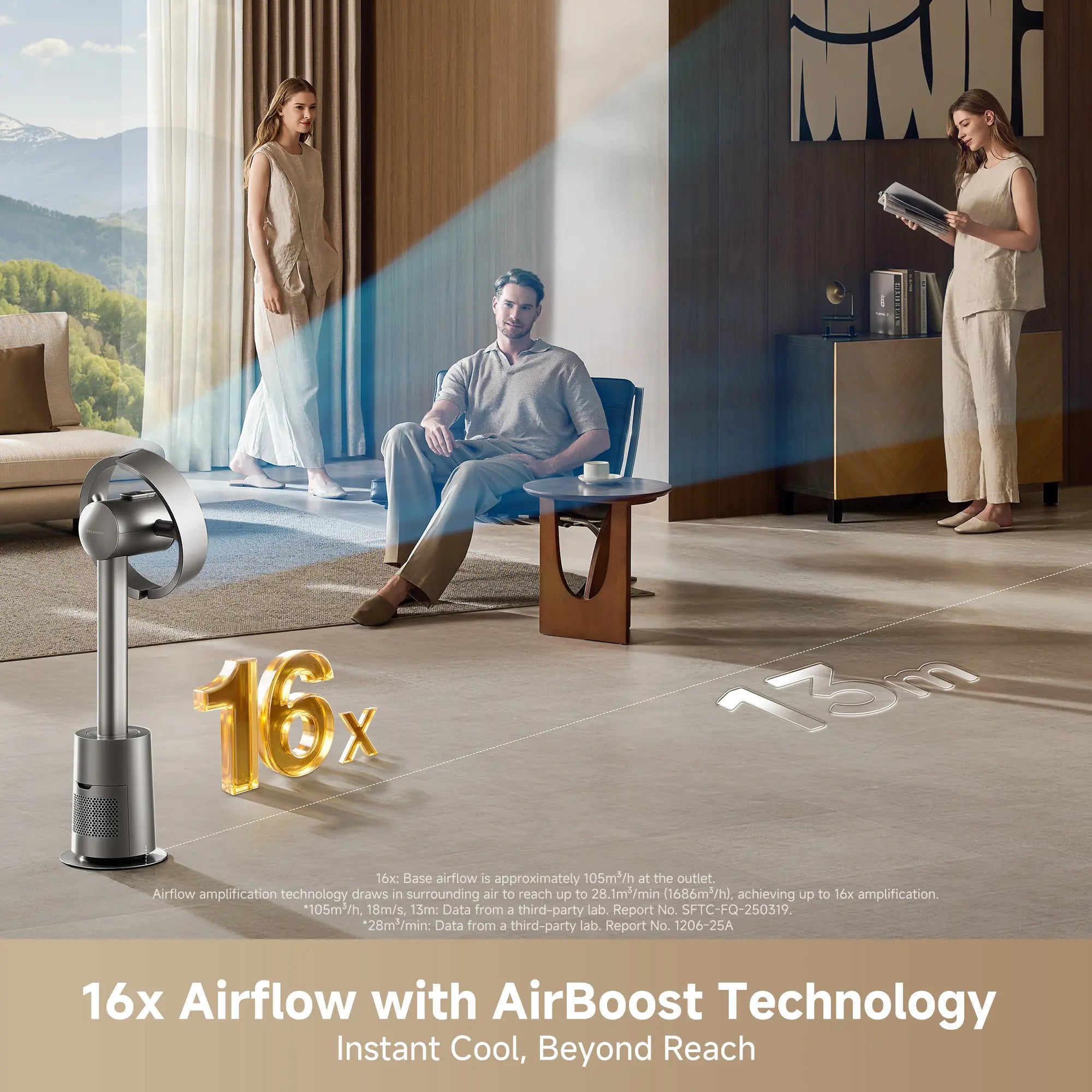 【Super Brand Day】DREAME MF10 Bladeless Tower Fan for Bedroom, Smart Standing Fan with 270° Spatial Airflow for Whole-Room Circulation, 59ft/s High Velocity, 10 Speeds 3 Modes, Temperature-Adaptive Airflow, MF10-Beige