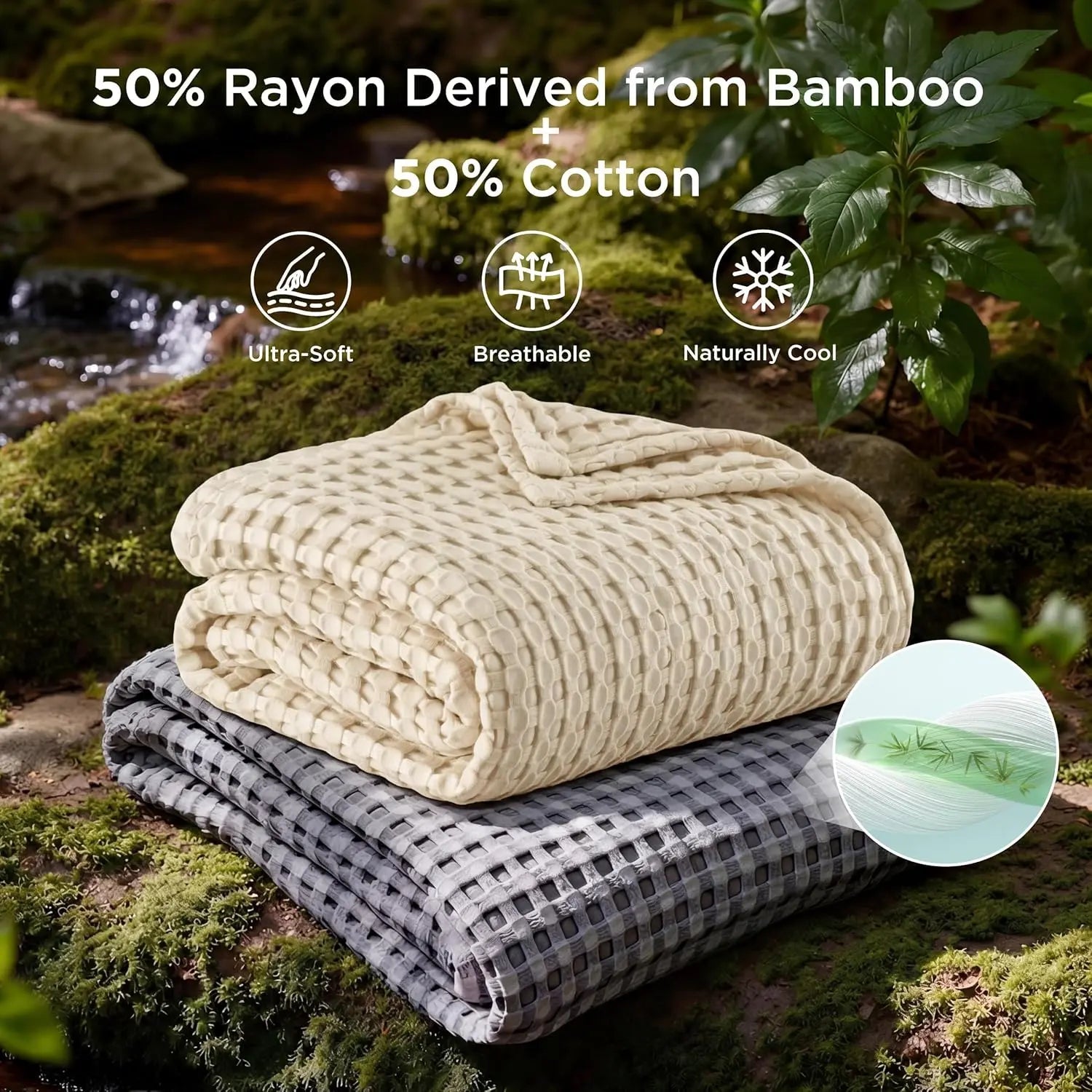 Bamboo Waffle Cooling Lightweight Throw